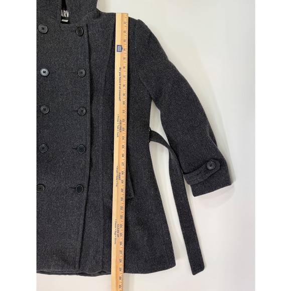 Marvin Richard's Pea Coat Womens Medium Wool Blend Belted Hooded Double Breasted - Picture 7 of 11